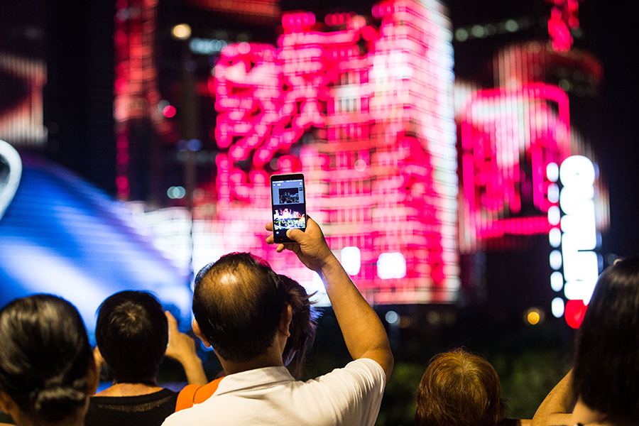 Light show seen by Qiantang River in Hangzhou