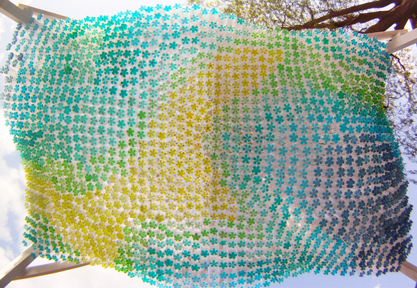 Parking canopy made of recycled plastic bottles