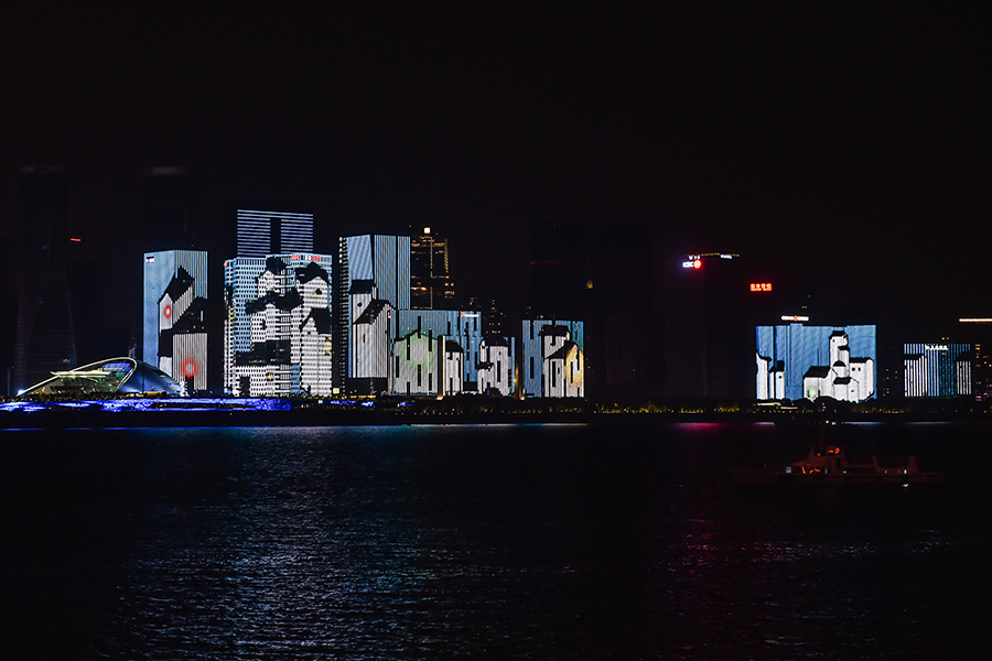 Light show seen by Qiantang River in Hangzhou