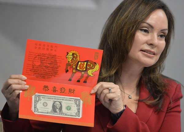 US unveils lucky money notes for China's Year of the Horse