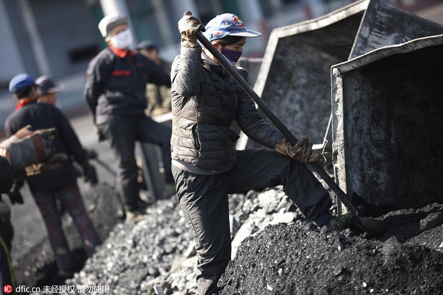 Women miners on the job at Huaibei mine