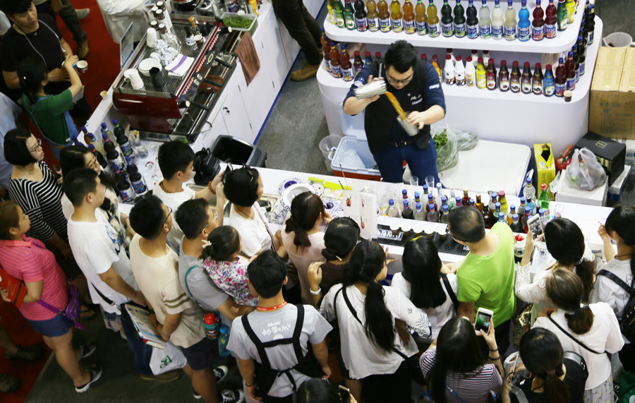 A taste of coffee at exhibition in Beijing