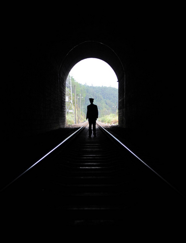 Lonely tunnel guard always wears a smile