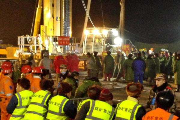 Rescue work at the collapsed gypsum mine in East China