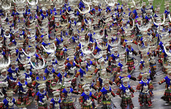 Miao people celebrate traditional festival 