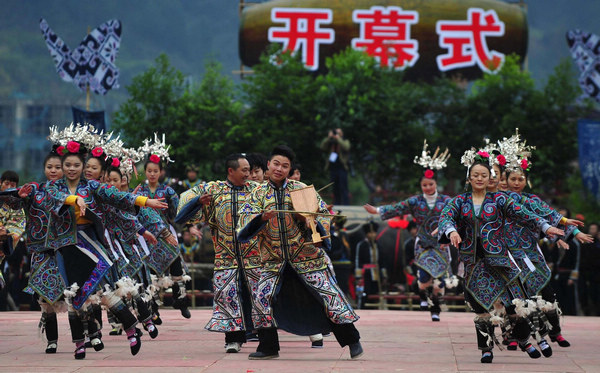 Miao people celebrate traditional festival 