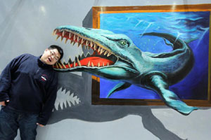 3D paintings entertain people in Hong Kong