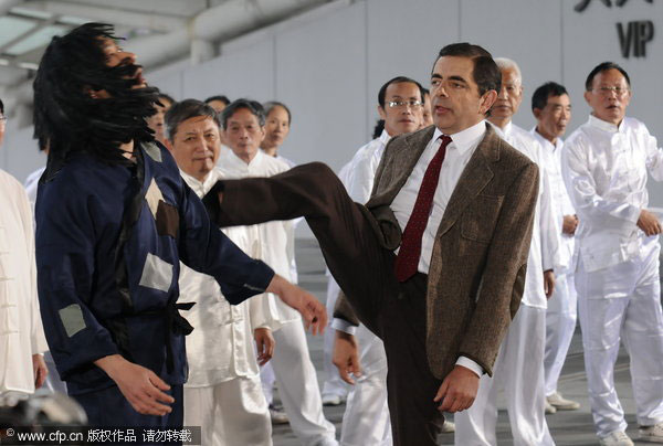 Mr Bean entertains the audience in Shanghai