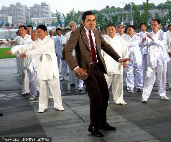 Mr Bean entertains the audience in Shanghai