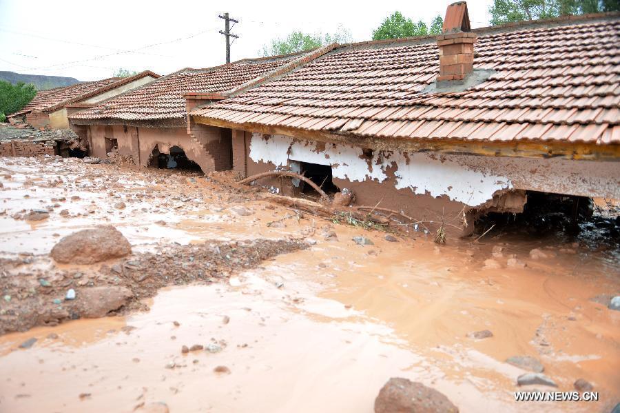 Heavy rainfall causes landslide in NW China