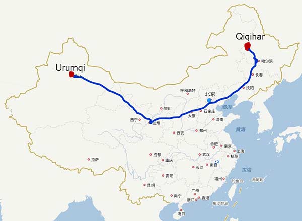 Tourist attractions along Qiqihar-Urumqi railway line