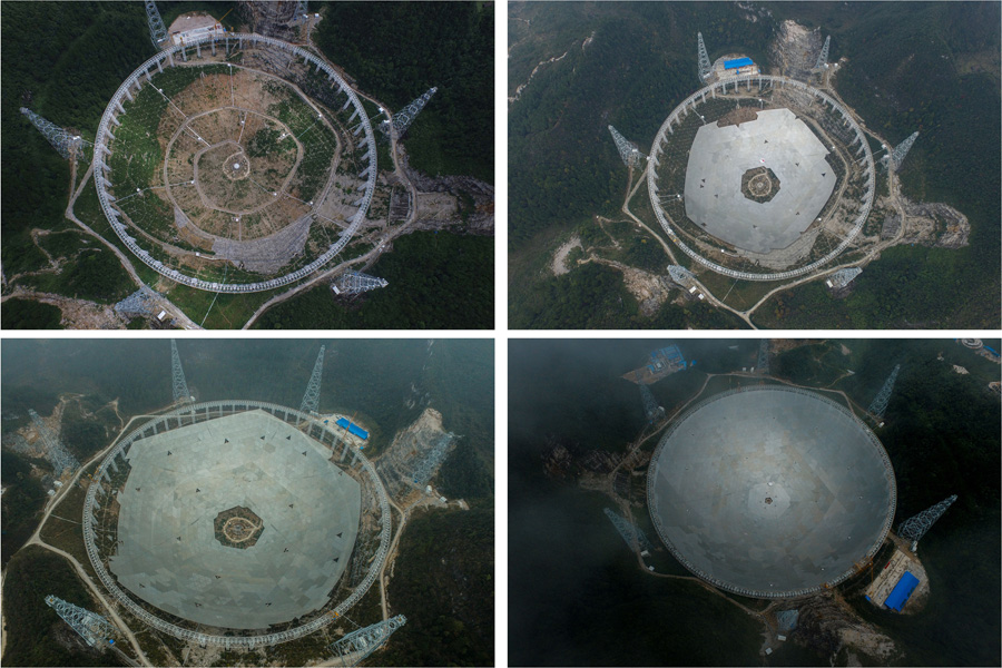 In pics: Installation process of world's largest telescope in China