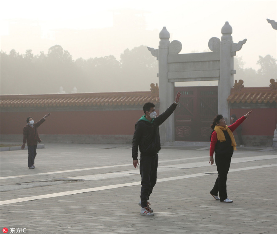 Diverse levels of fog and smog seen across China