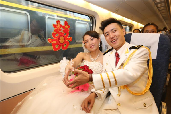 Fairy-tale ride: Couple takes train to wedding