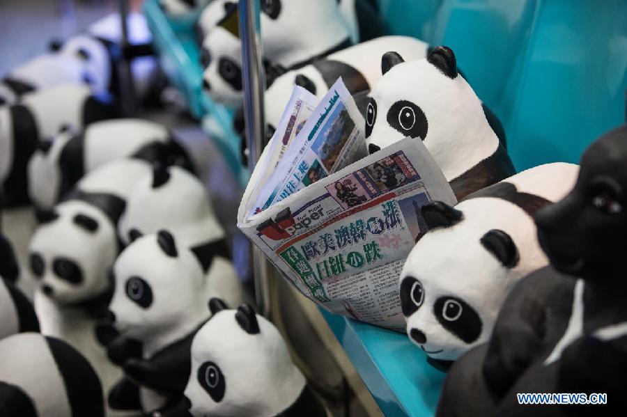 Paper pandas displayed in Taipei