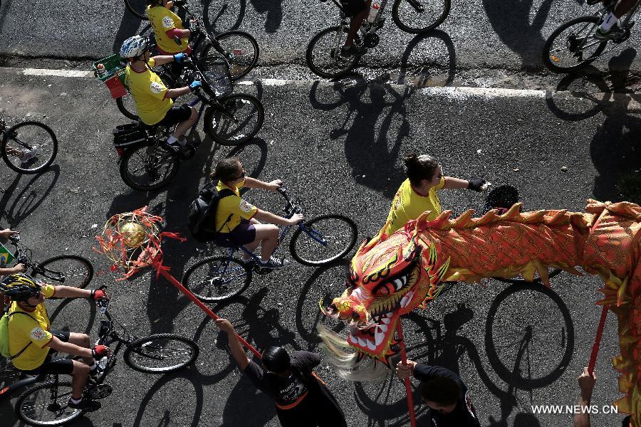 Bike-riding activity held to celebrate Chinese Lunar New Year in Brazil