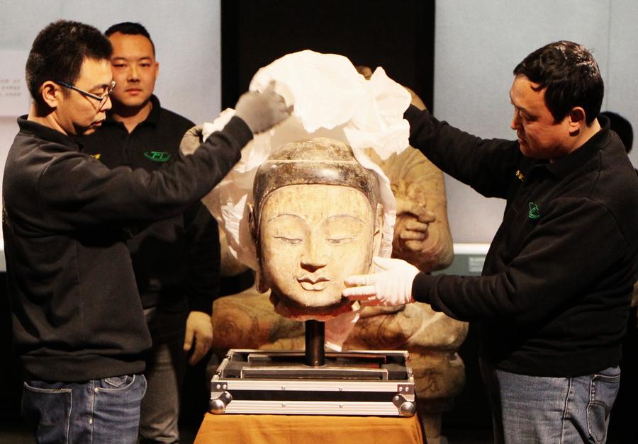 Stolen Buddha statue head arrives in Hebei museum