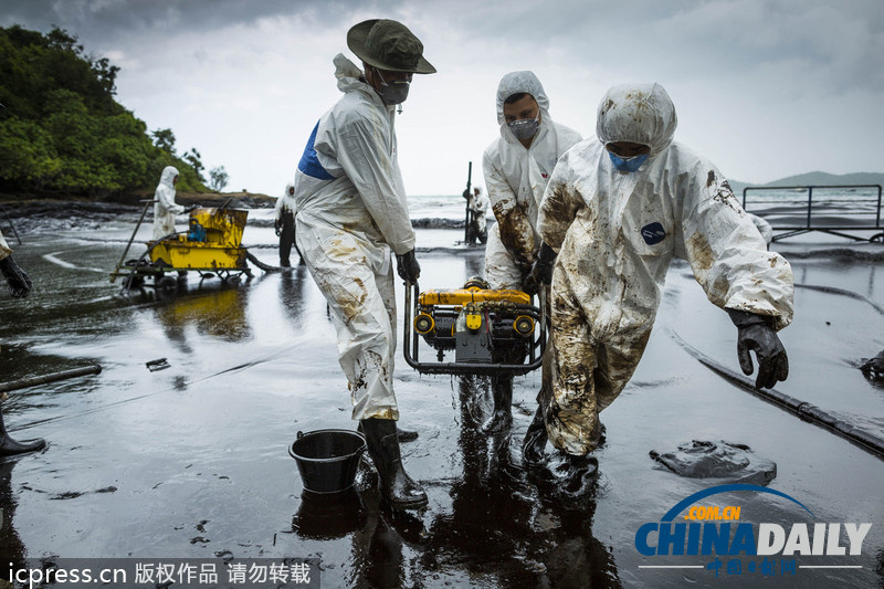 泰國原油泄漏擴散至旅游勝地沙美島（高清組圖）