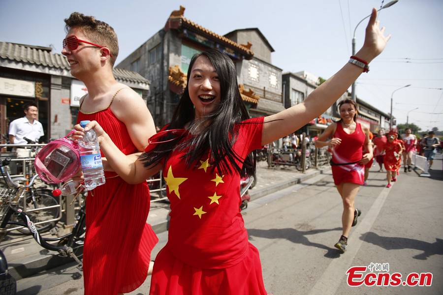 Red Dress Run in Beijing for fun