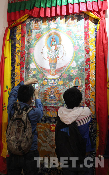 A glimpse of Thangka paintings on display in Lhasa