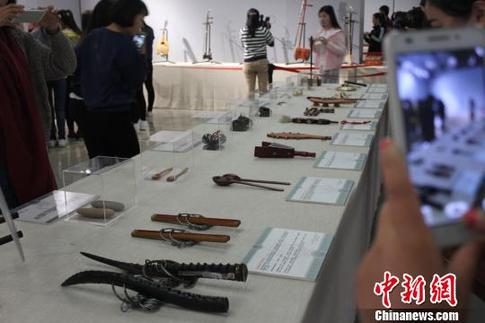 Xinjiang music instruments exhibited in Lanzhou