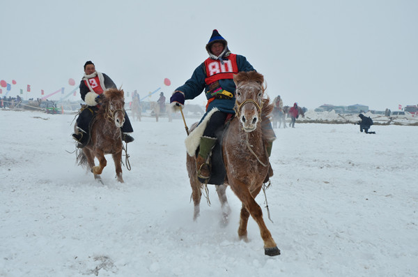 Sheep snatching on horseback