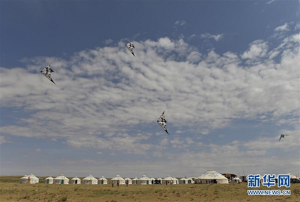 Kites fly over Urad grasslands