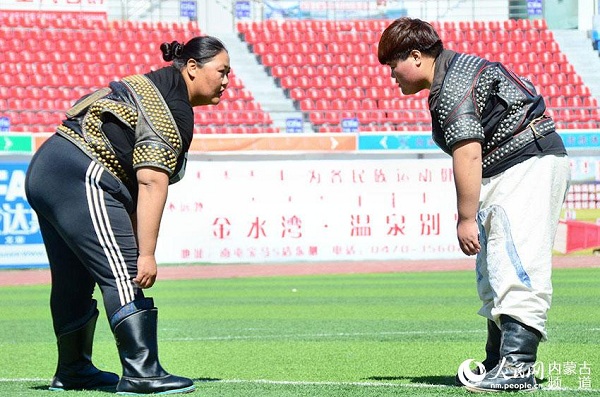 Female wrestlers compete at ethnic games