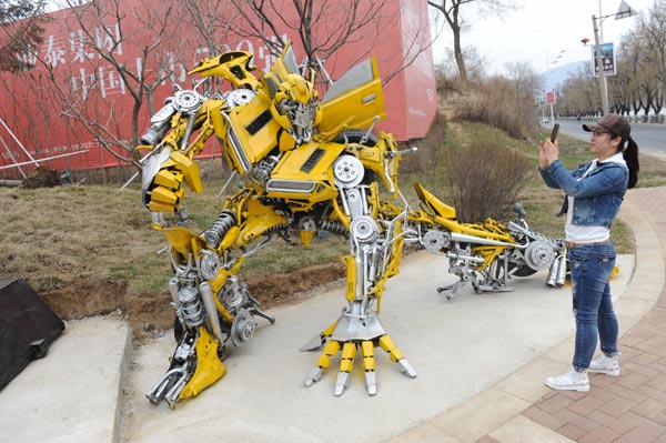 Transformer sculpture displays in NE China