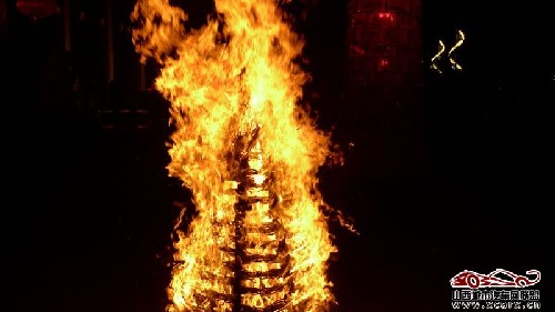 Making fire to celebrate Spring Festival