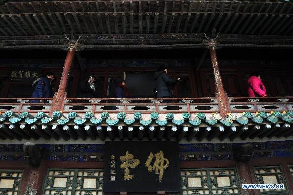 Hanging Temple built upon crags of Hengshan Mountain in N China