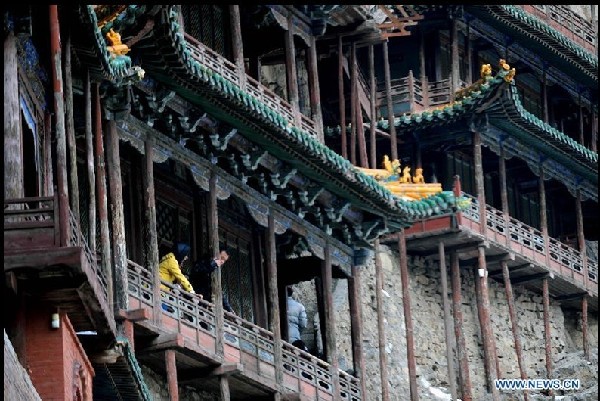 Hanging Temple built upon crags of Hengshan Mountain in N China