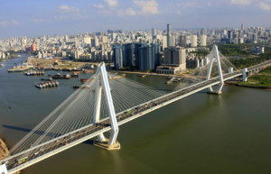 A bird's-eye view of the coastal city Haikou