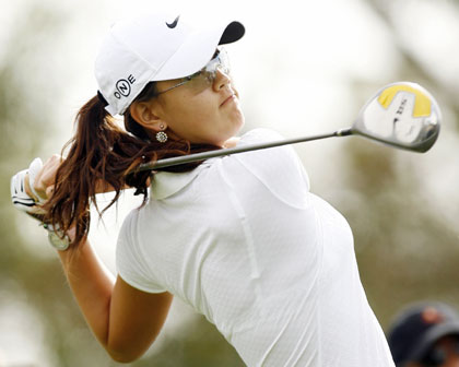 Michelle Wie of the U.S. tees off on the third hole at the LPGA Kraft Nabisco Championships golf tournament in Rancho Mirage, California March 30, 2006. 