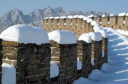 Magnificent Great Wall covered with snow