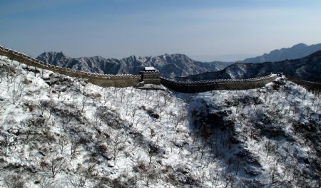 Magnificent Great Wall covered with snow