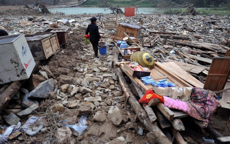 Ancient village in ruins after flood