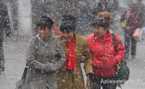 Season’s first snow shower falls on Harbin