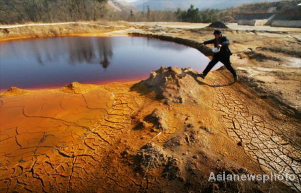 Plant leaves behind polluted farmland