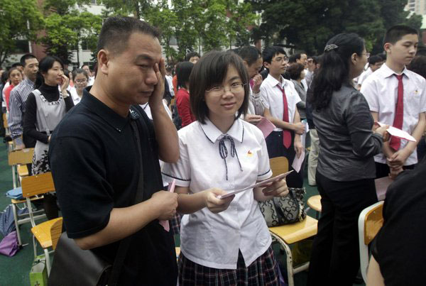 Pupils kneel before parents on Youth Day