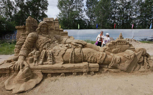 Sand sculptures in Russia's Krasnoyarsk