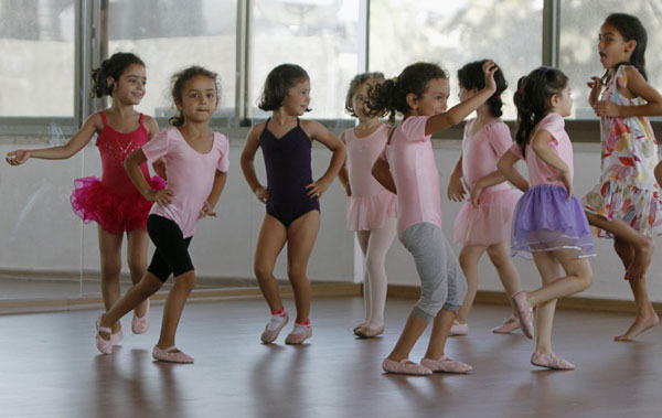 Palestinian girls have ballet class