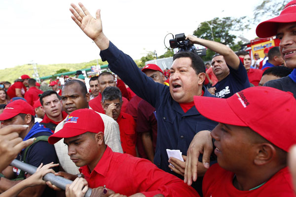 Chavez meets supporters during election campaign