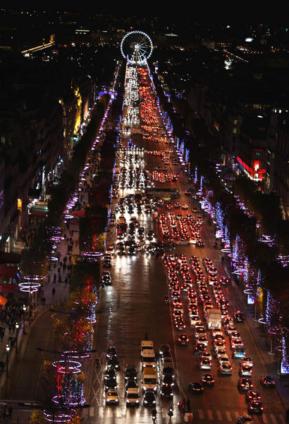 Christmas lights sparkle in Paris