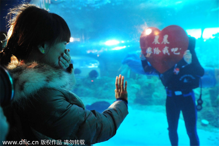 Surprising underwater proposal on Valentine's Day