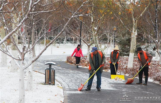 Year's first snow comes to Beijing Economic Development Area