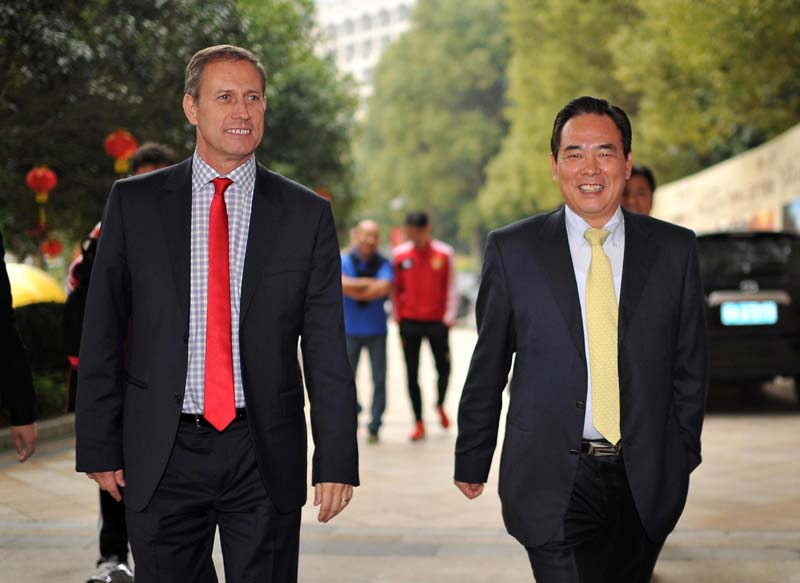 In photos: Frenchman Perrin named coach of Chinese soccer team