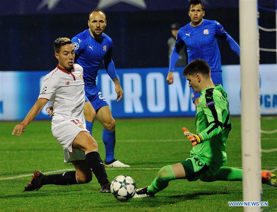 Sevilla FC beats Dinamo Zagreb 1-0 during UEFA Champions League Group