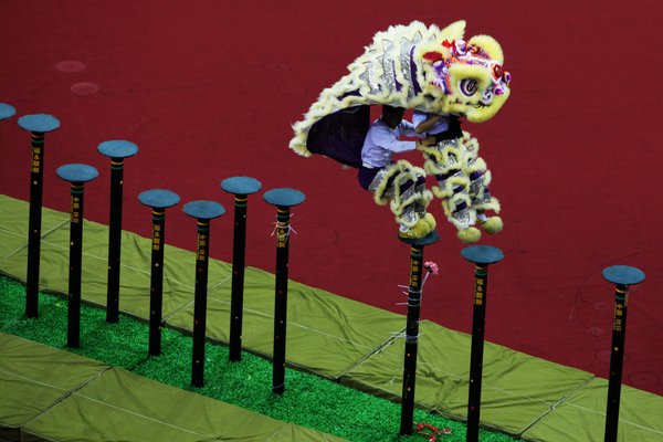 Competing for the 'Lion Dance King'