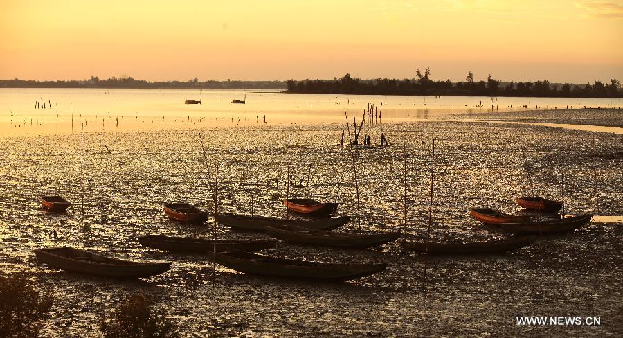 Sunset scenery in Sanjiang town, Haikou